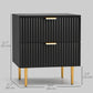 Bedside Table, Modern Nightstand with 2 Drawers, Side End Table with Metal Legs for Living Room, Bedroom, Black