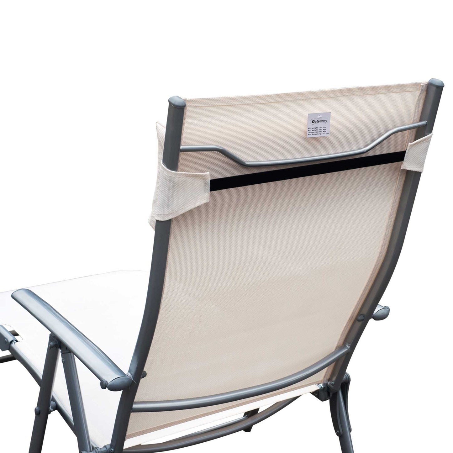 Outdoor Folding Chaise Lounge Chair Steel Portable Recliner with 7 Adjustable Backrest Positions, Red