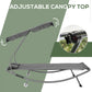 Double Patio Lounger with Adjustable Canopy, Outdoor Daybed Hammock Lounger with Headrest Pillows, Two Moving Wheels for Poolside, Garden, Grey