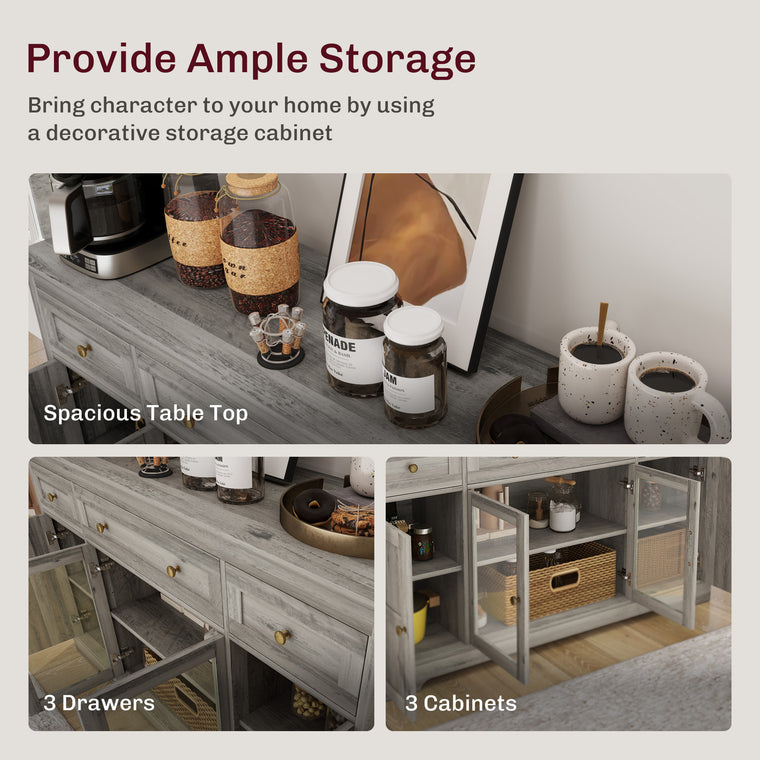 Sideboard Buffet Cabinet with Glass Doors