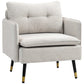 Accent Chair, Upholstered Armchair with Tufted Back Cushion and Steel Legs for Living Room, Bedroom, Cream White