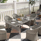 75" Outdoor Dining Table for 6-8, Wicker Patio Table with Storage Shelf and WPC Slatted Top for Balcony, Grey