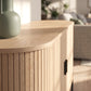 Fluted Sideboard Buffet Cabinet, 55" Mid Century Coffee Bar Cabinet with Sliding Doors and Adjustable Shelves, Natural