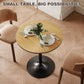 27.6" Round Kitchen Table for 2, Modern Small Dining Table with Wood Veneer, Steel Base for Dining Room, Natural
