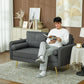 56" Loveseat Sofa for Bedroom Upholstered 2 Seater Couch with Back Cushions and Pillows, Dark Grey