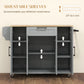 Modern Rolling Kitchen Island Cart with Drawers, Natural Wood Top, Towel Rack, Door Storage Cabinet, Grey