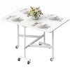 6-Seater Drop-Leaf Dining Table with Wheels - White