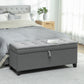 Storage Ottoman Bench, Foot Rest with Safety Hinges, 47 Inches Linen Storage Chest for Living Room, Dark Grey