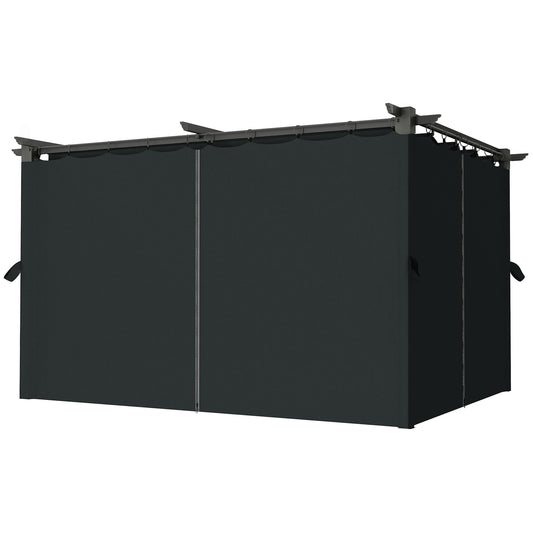 10' x 13' Pergola with Retractable Canopy and Curtains, UPF30+ Sun Shade Shelter for Grill, Garden, Backyard, Deck