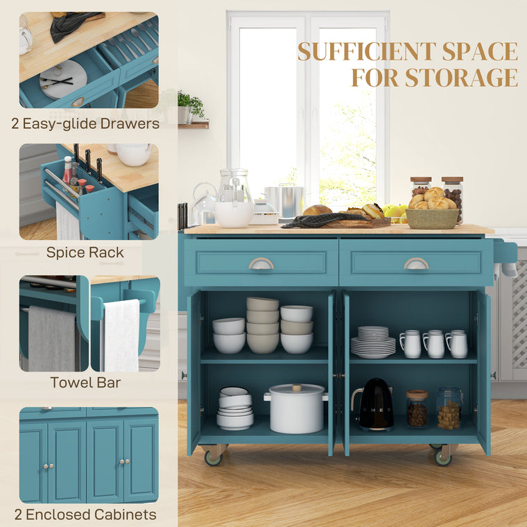 Rolling Kitchen Island with Drop Leaf