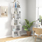 5-Tier Geometric Bookshelf, S Shaped Bookcase, Modern Freestanding Display Shelf Unit for Home Office, White