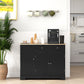 Modern Sideboard Cabinet, 41" Kitchen Buffet Cabinet with Drawer, Adjustable Shelf, 3 Doors for Dining Room, Black