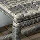 Patio Rattan End Table, Outdoor Side Table with Full Woven Table Top for Garden, Balcony, Mixed Grey