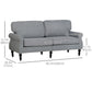 Stylish Midback Double Sofa with Sponge Padding, 2 Seater Sofa Couch, with Rubber Wood Leg, Grey