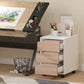 3 Drawer File Cabinet, Mobile Vertical Filing Cabinet with Wheels, Printer Stand with Storage for Home Office, Oak