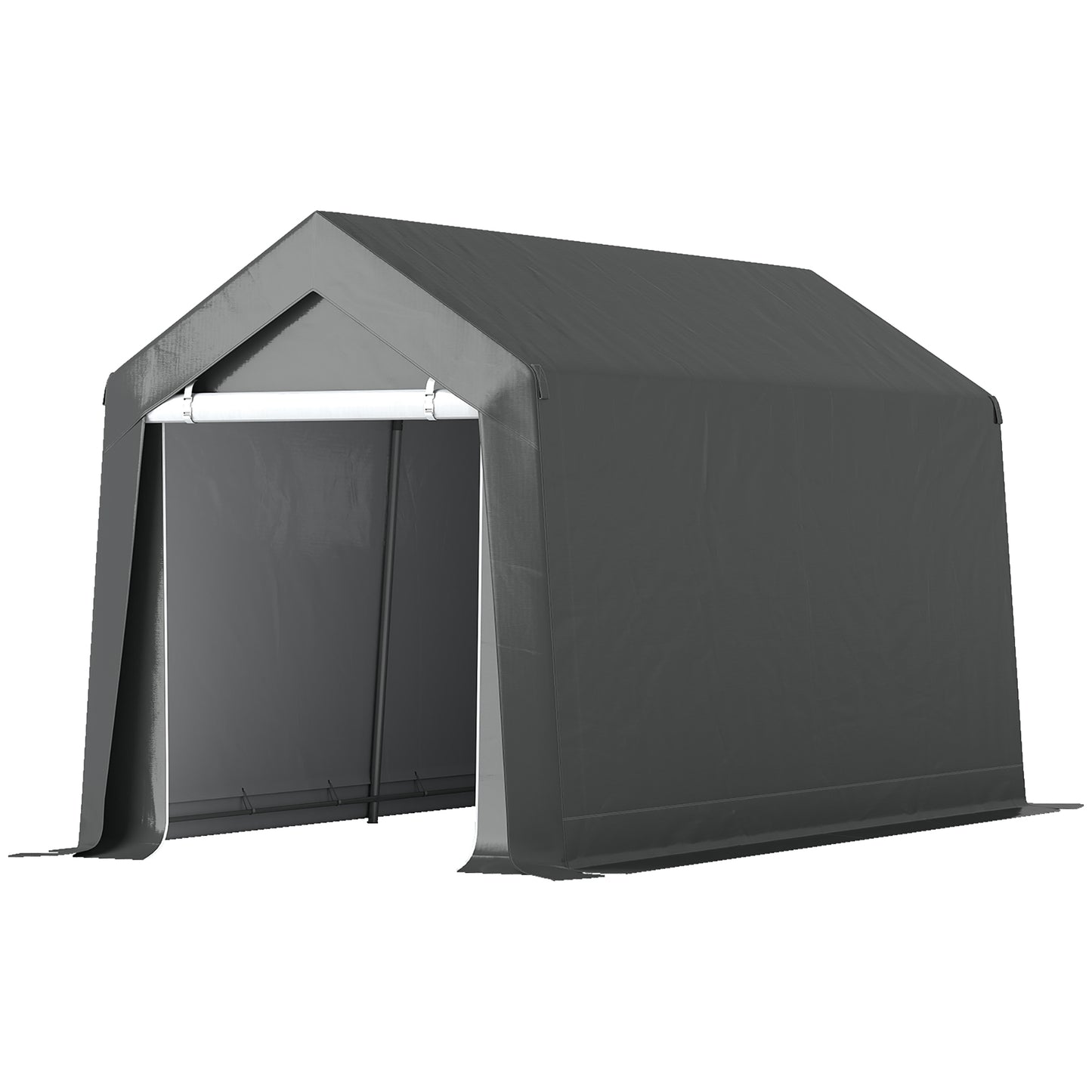 Outdoor Storage Shed Portable Garage with Roll-up Door for Motorcycle, Bike, Garden Tools, Beige