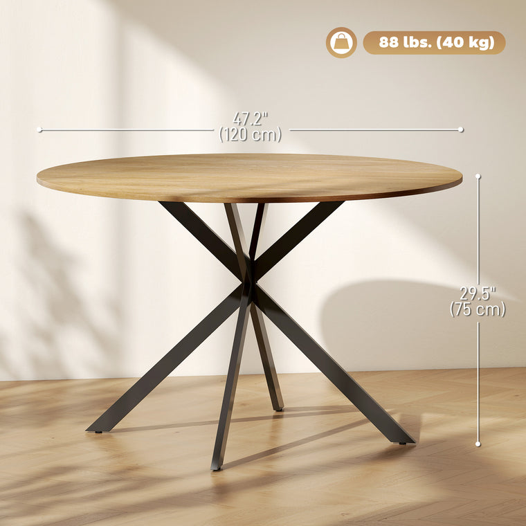 47" Round Industrial Dining Table for 4