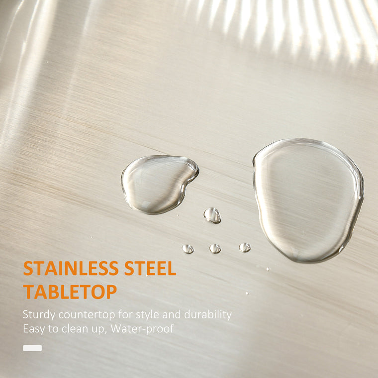 Rolling Kitchen Island with Stainless Steel Top - White