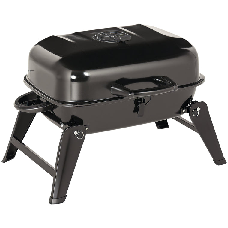 59 x 43 x 39 cm Black Foldable Steel Tabletop Charcoal Grill