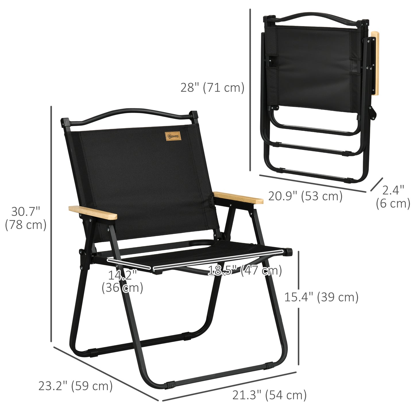 Camping Chair, Lightweight Folding Chair, Portable Armchair, Excellent for Festivals, Fishing, Dark Grey