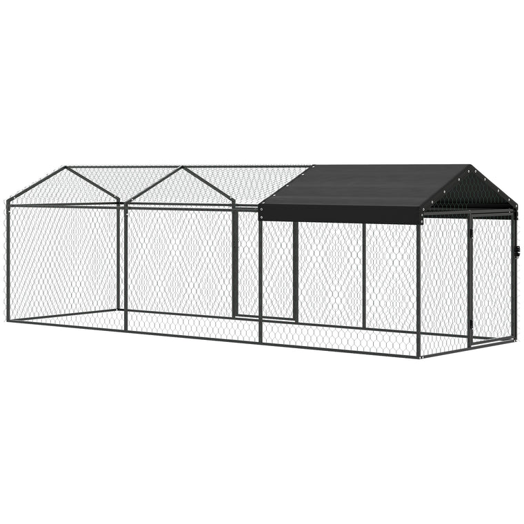 Large Metal Chicken Coop with Waterproof & Anti-UV Cover