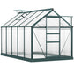 6' x 10' x 6.6' Polycarbonate Greenhouse, Walk-In Green House Kit Garden, Plants Grow, Galvanized Sheet Aluminum Frame with Rain Gutter, Vents and Sliding Door, Green