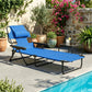 Folding Lounge Chair w/ Reclining Back, Cream White