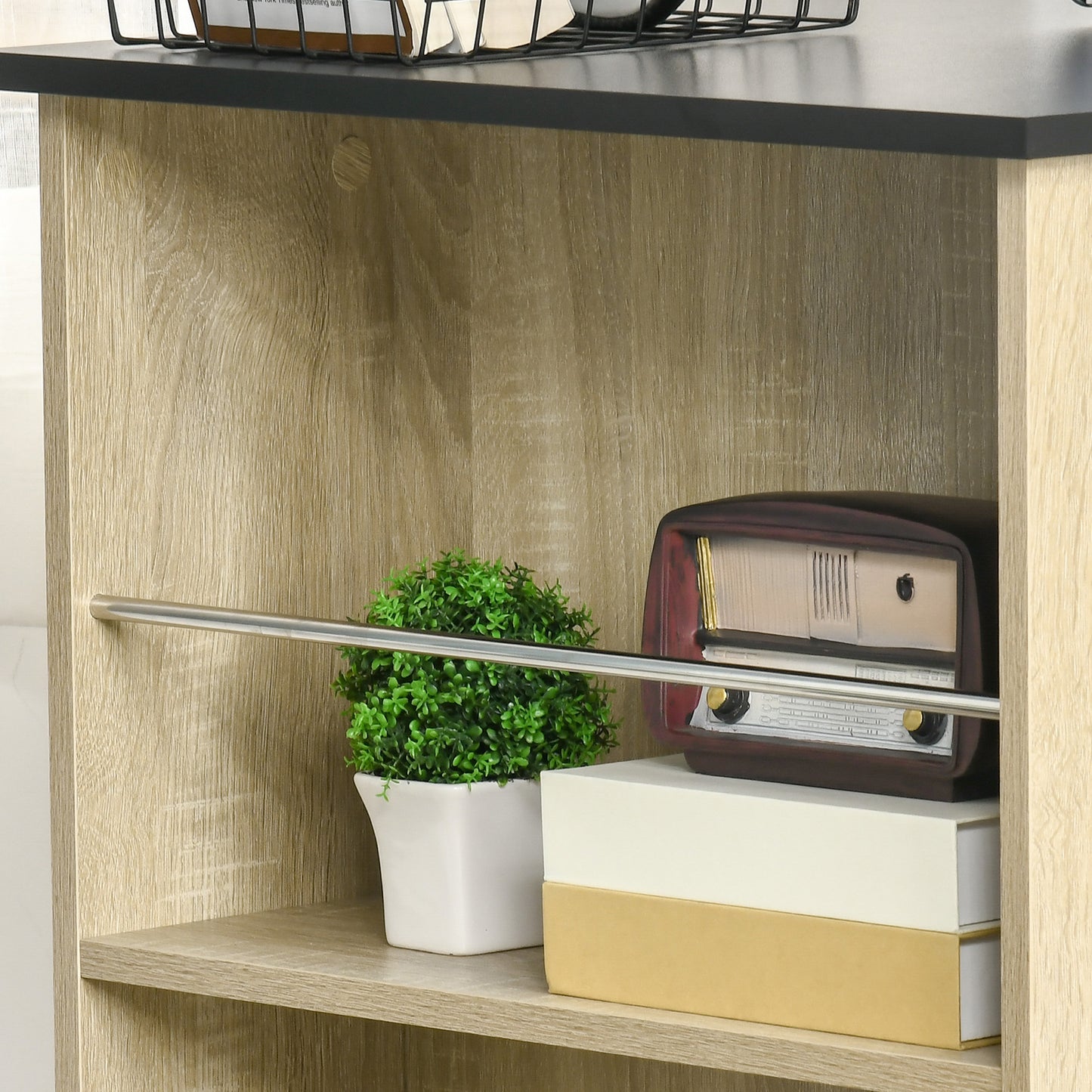Bar Table Counter Height Dining Table with 3 Storage Shelves for Kitchen, Dining Room, Living Room, Natural