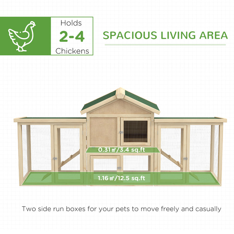 Wooden Chicken Coop with Rabbit Hutch, Run & Drawer