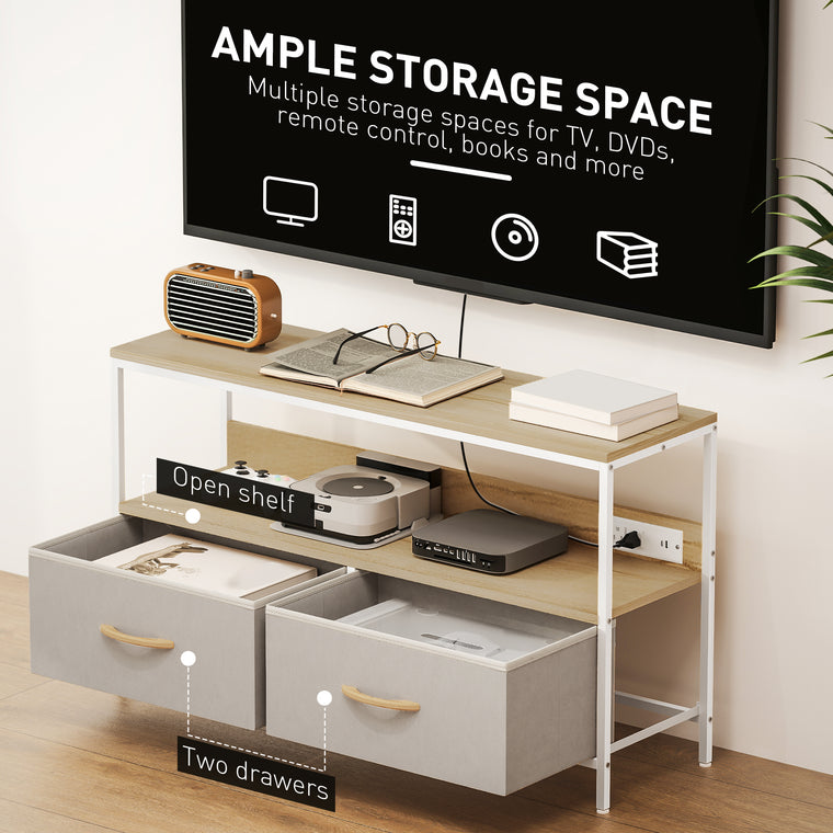 TV Stand with Charging Station and 2 Drawers