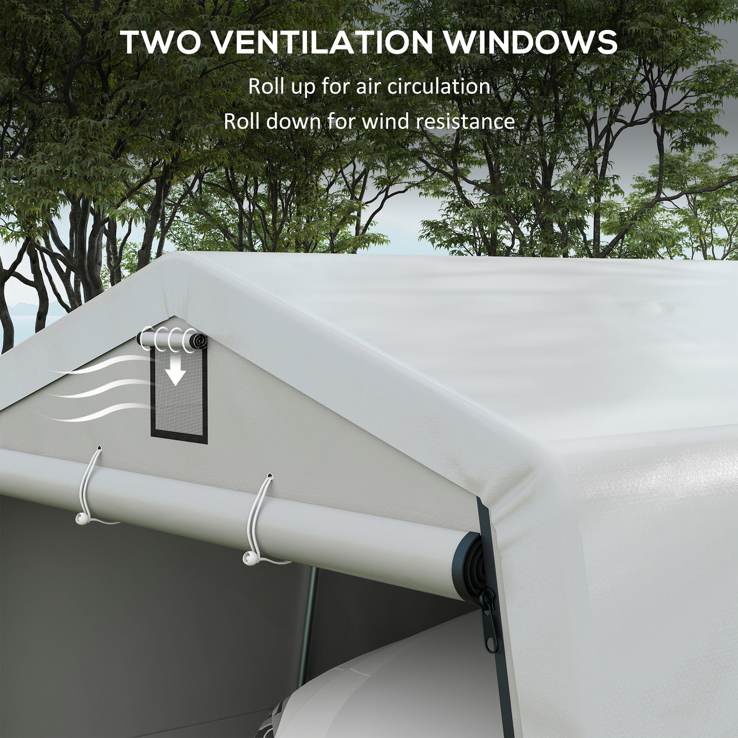 Portable Garage, Heavy Duty Carport Canopy with Ventilation Windows and Large Roll-up Door, Dark Grey