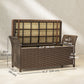 2-In-1 Outdoor Storage Bench, 29 Gallon Wicker Deck Box with Handles and Cushion, Tan