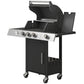 3 Burner Propane Gas Grill with Side Burner, 36,000 BTU BBQ Grill with Cast Iron Grates, Wheels, Warming Rack, Cabinet