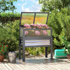 Wood Raised Garden Bed with Flip-Up Greenhouse Top