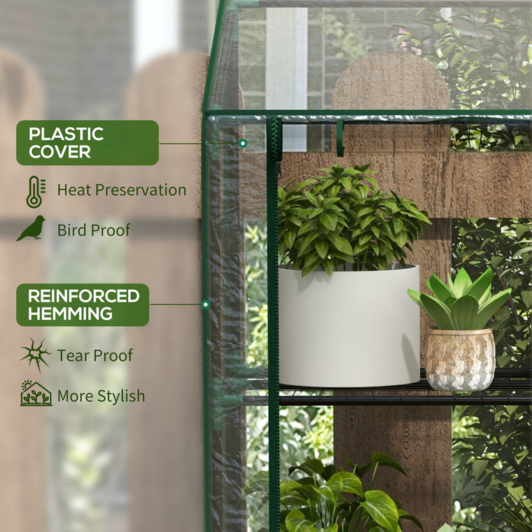 56.3" x 59.4" Portable Mini Greenhouse with 3-Tier Shelves