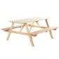 Wood Picnic Table, Camping Table and Bench Set with Umbrella Hole for Outdoor, Garden, Patio, Backyard, Natural