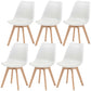Modern Dining Table Chairs Set of 6, Rubber Wood Kitchen Table Chairs with PU Leather Cushion for Living Room, Bedroom