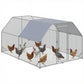 Chicken Run Outdoor, Galvanized Large Metal Chicken Coop Cage, Walk-in Enclosure Poultry Hen Run House Playpen Rabbit Hutch with Flat Roof, Cover