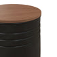 Round Side Table Set of 2, Nesting Coffee Tables w/ Wooden Lid, Metal Frame and Hidden Storage Space for Bedroom, Black