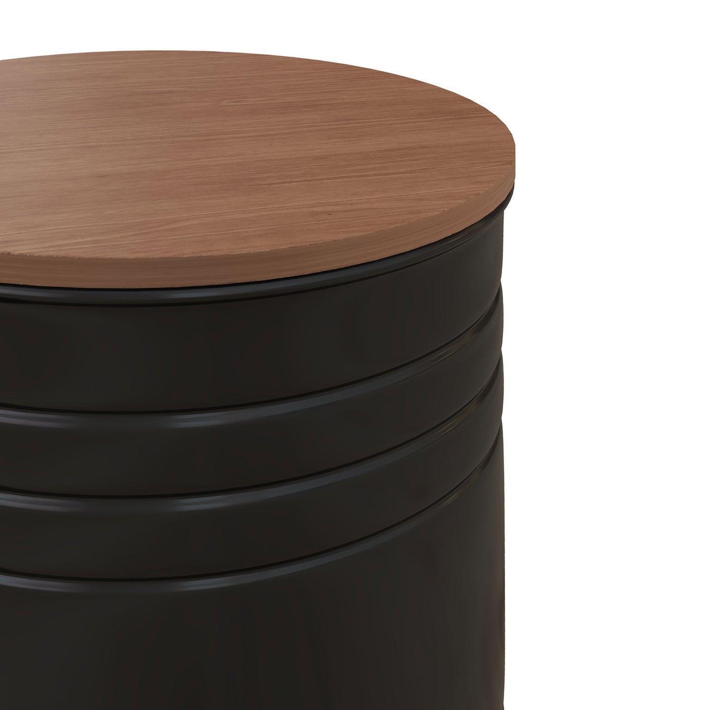 Round Side Table Set of 2, Nesting Coffee Tables w/ Wooden Lid, Metal Frame and Hidden Storage Space for Bedroom, Black