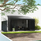 10' x 13' Outdoor Pergola, Wall Mounted Hardtop Lean-to Gazebo with 2 Curtains and 2 Nettings, UV Resistant, for Patio, Deck, Dark Grey