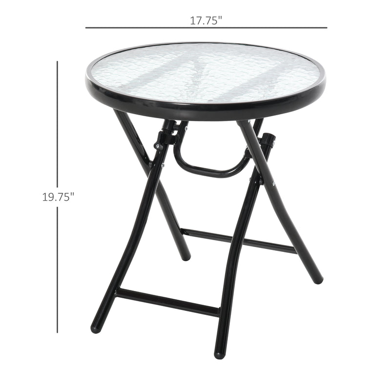18" Round Folding Coffee Table with Glass Top