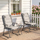 3-Piece Outdoor Foldable Rocking Chair Set, Orange - Light Grey