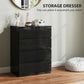 4 Drawer Cabinet, High Gloss Drawer Chest for Bedroom, Chest of Drawers with Metal Runners and Groove Handles, Black