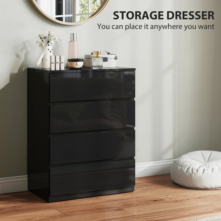 4-Drawer High-Gloss Chest of Drawers