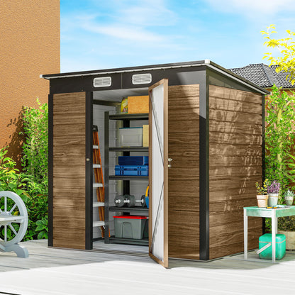 6' x 4' Galvanized Garden Shed with Double Doors and Vents
