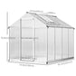 6' x 8' x 6.4' Polycarbonate Greenhouse, Aluminum Walk-In Green House Kit Garden, Plants Grow with Rain Gutter and Roof Vent, Silver