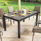 Expandable Outdoor Dining Table, 55"-95" Patio Table with Tempered Glass Top and Aluminum Frame, Black