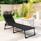 Outdoor Folding Lounge Chair, 4-Level Adjustable Chaise Lounge with Headrest, Tanning Chair Beach Bed Reclining Lounger Cot for Camping, Hiking, Backyard, Black