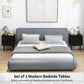 Modern Bedside Tables Set of 2, 2 Pieces Nightstands with 2 Storage Drawers and Steel Legs for Bedroom, Black Wood Grain